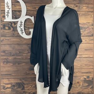 H.I.P |‎ Basic Open Cardigan Layering Black Rounded Hemline